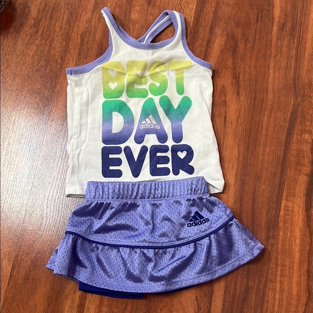 Adidas Kids' White and Purple Tank Top